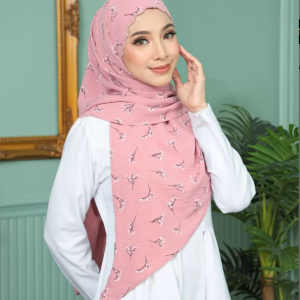 zc tudung bawal lazy printed sulam muka
