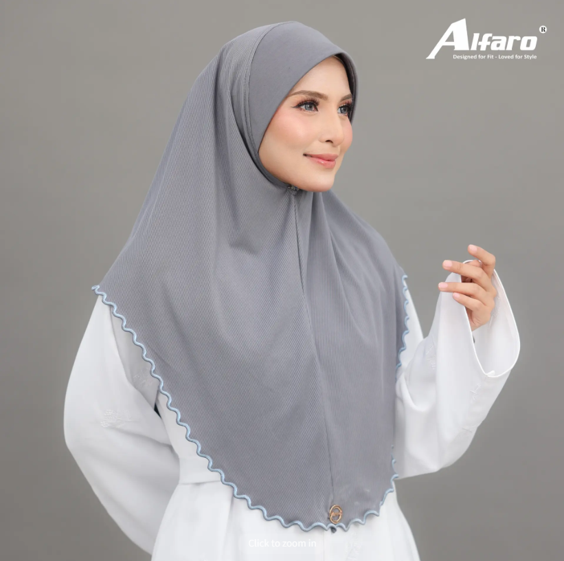 tudung cotton pleated sulam plain grey tudung cotton pleated sulam plain grey